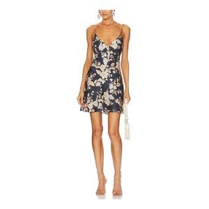 Bec + Bridge Silk Black Floral Opaline Mini Size 4 Dress